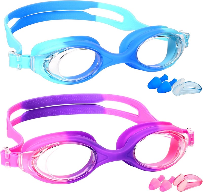 EWPJDK Kids Swim Goggles - 2 Pack Swimming Goggles Anti Fog No Leaking For Kids Age 3-15 - Image 1